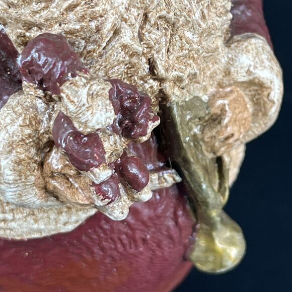 Vintage Folk Art Resin Santa Claus Old World with Trumpet Signed 1989 MF. S7619 - Picture 3 of 14